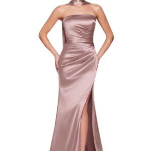 NWT Ladivine 7451 Satin Bridesmaid Dress Mauve Size 4